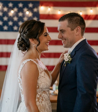 Small wedding celebration for military singles who found love online