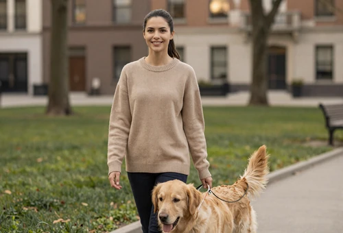 Woman walking a dog linking to army dating for soldiers and military singles