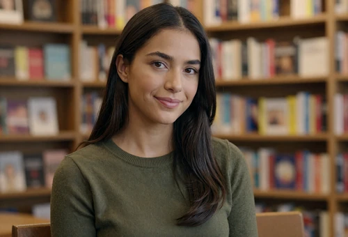 Woman in a bookstore linking to veteran dating for retired and ex-military singles