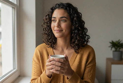 Woman reading at home, linking to safety tips for the military dating site community