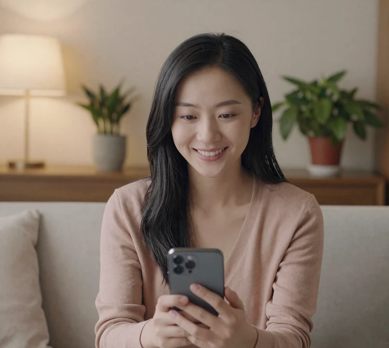 Woman on a video call in a cozy home interior, staying connected in a long distance military relationship