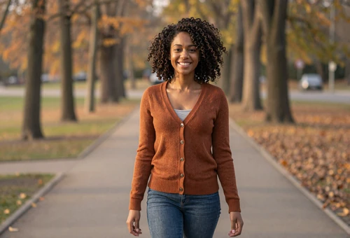 Woman on an autumn park path linking to army dating for soldiers and army singles