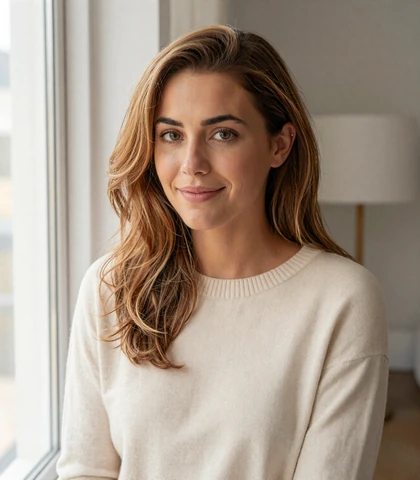 Mixed-ethnicity woman in a modern apartment, a verified military pilot dating member