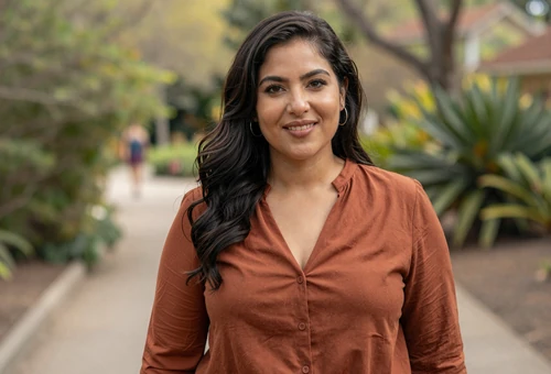 Woman in a botanical garden linking to veteran dating for retired military singles