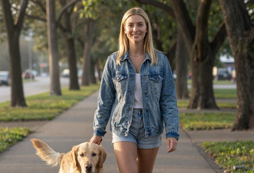 Woman walking a dog linking to army dating for soldiers and military singles