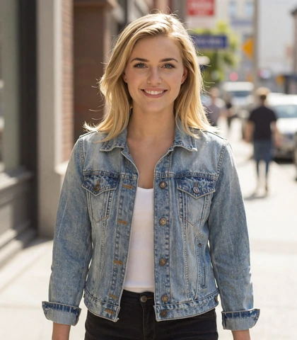 Blonde woman on a city walk, a military dating site member looking for military singles