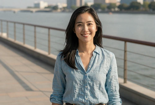 Woman on a waterfront linking to navy dating for sailors and naval officers