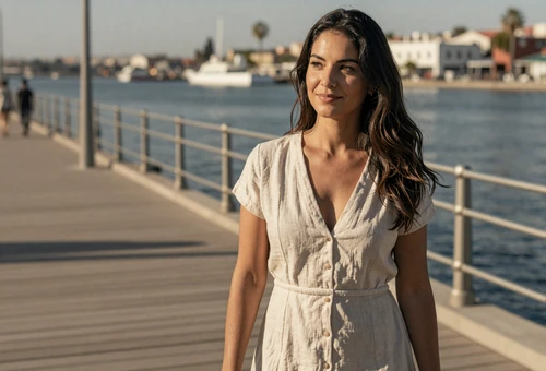 Woman at the waterfront linking to navy dating for sailors and naval officers