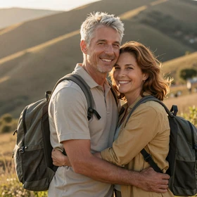 Mature veteran couple on a weekend travel getaway who met on the veteran dating site